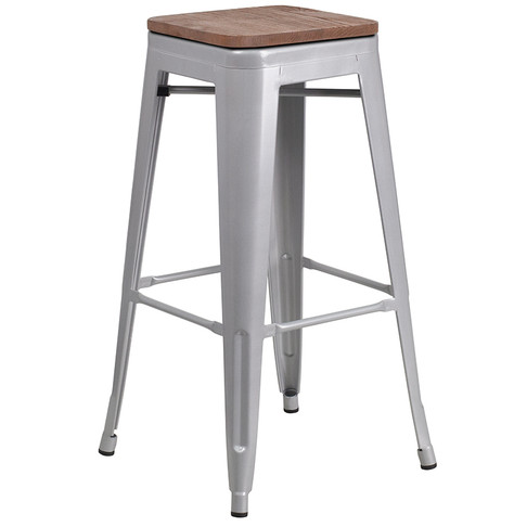 Flash Furniture 30" Silver Metal Barstool, Model# CH-31320-30-SIL-WD-GG