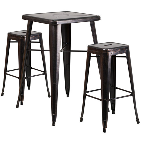 Flash Furniture 23.75SQ Aged Black Bar Set, Model# CH-31330B-2-30SQ-BQ-GG