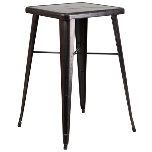 Flash Furniture 23.75SQ Aged Black Bar Table, Model# CH-31330-BQ-GG