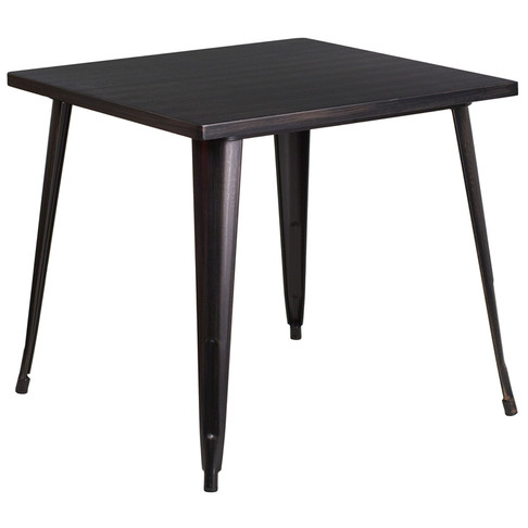 Flash Furniture 31.75SQ Aged Black Metal Table, Model# CH-51040-29-BQ-GG