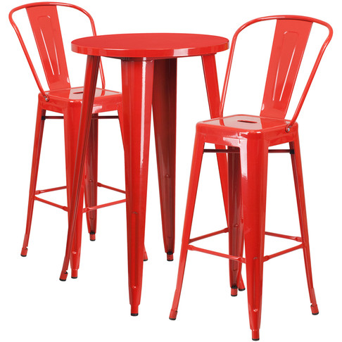 Flash Furniture 24RD Red Metal Bar Set, Model# CH-51080BH-2-30CAFE-RED-GG