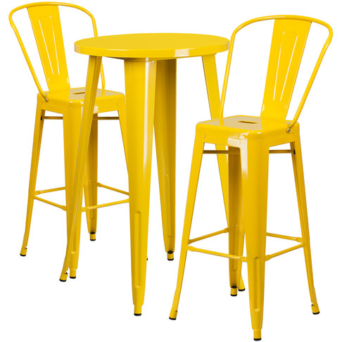 Flash Furniture 24RD Yellow Metal Bar Set, Model# CH-51080BH-2-30CAFE-YL-GG