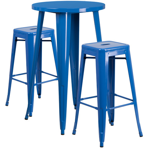 Flash Furniture 24RD Blue Metal Bar Set, Model# CH-51080BH-2-30SQST-BL-GG