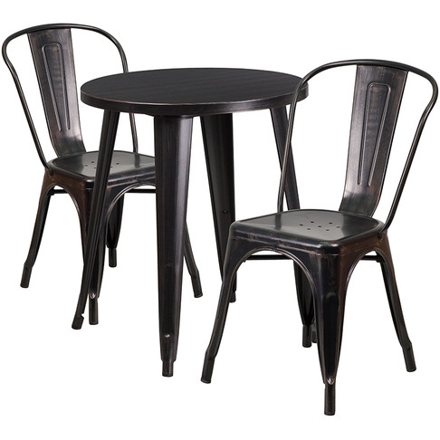 Flash Furniture 24RD Aged Black Table Set, Model# CH-51080TH-2-18CAFE-BQ-GG