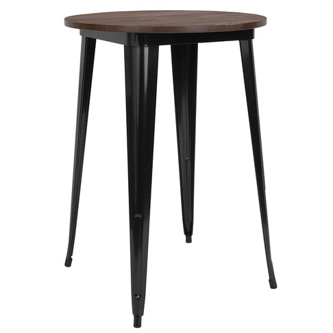 Flash Furniture 30RD Black Metal Bar Table, Model# CH-51090-40M1-BK-GG