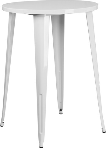 Flash Furniture 30RD White Metal Bar Table, Model# CH-51090-40-WH-GG