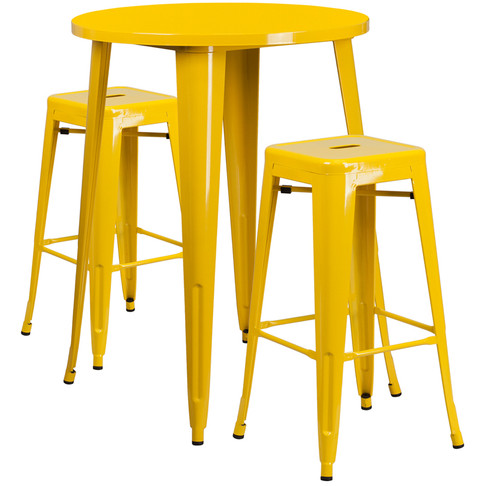 Flash Furniture 30RD Yellow Metal Bar Set, Model# CH-51090BH-2-30SQST-YL-GG