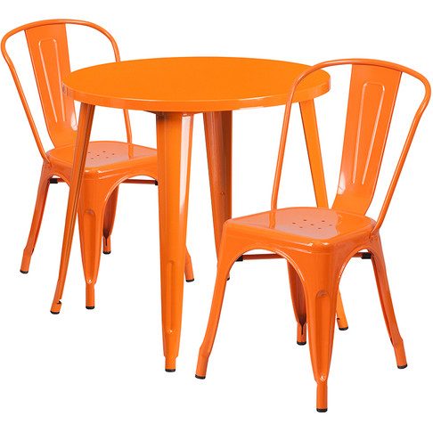 Flash Furniture 30RD Orange Metal Set, Model# CH-51090TH-2-18CAFE-OR-GG