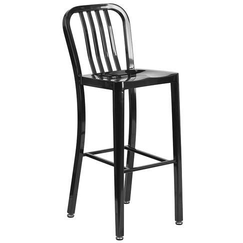 Flash Furniture 30" Black Metal Outdoor Stool, Model# CH-61200-30-BK-GG