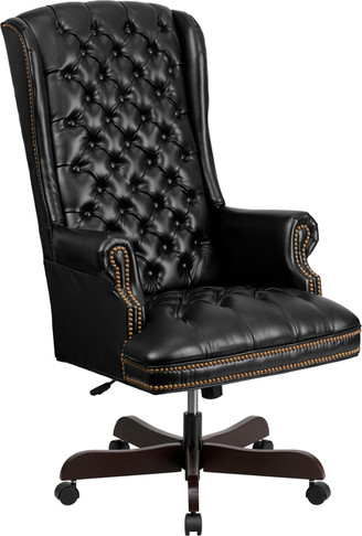 Flash Furniture Black High Back Leather Chair, Model# CI-360-BK-GG