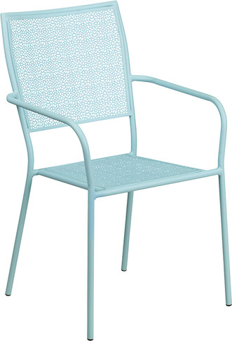 Flash Furniture Blue Square Back Patio Chair, Model# CO-2-SKY-GG