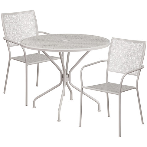 Flash Furniture 35.25RD Gray Patio Table Set, Model# CO-35RD-02CHR2-SIL-GG