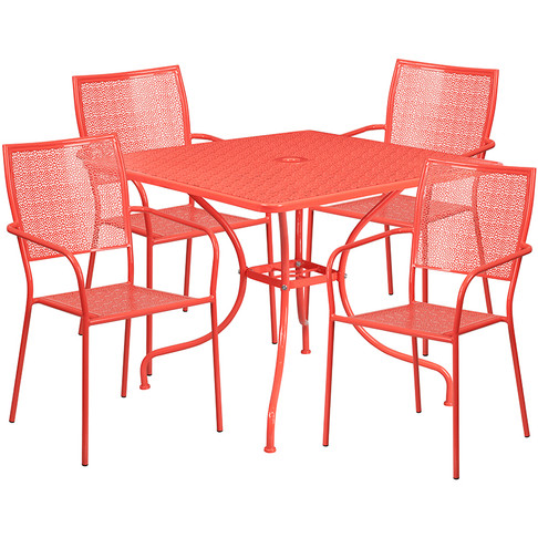 Flash Furniture 35.5SQ Coral Patio Table Set, Model# CO-35SQ-02CHR4-RED-GG