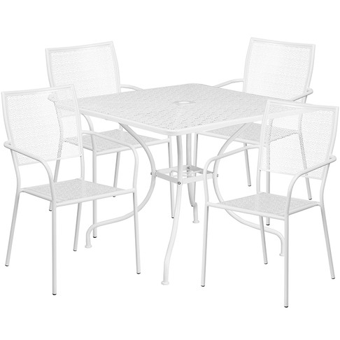 Flash Furniture 35.5SQ White Patio Table Set, Model# CO-35SQ-02CHR4-WH-GG
