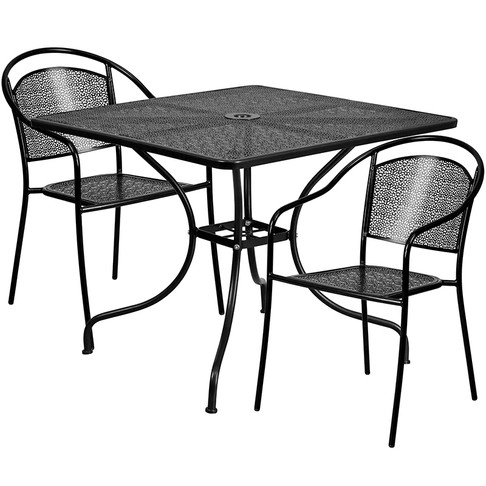 Flash Furniture 35.5SQ Black Patio Table Set, Model# CO-35SQ-03CHR2-BK-GG