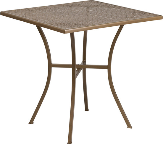 Flash Furniture 28SQ Gold Patio Table, Model# CO-5-GD-GG