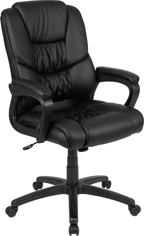 Flash Furniture Flash Fundamentals Black Big & Tall Leather Chair, Model# CX-1179H-BK-GG