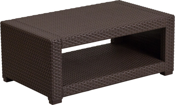 Flash Furniture Chocolate Rattan Coffee Table, Model# DAD-SF1-R-GG