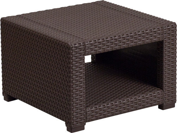 Flash Furniture Chocolate Rattan End Table, Model# DAD-SF1-S-GG