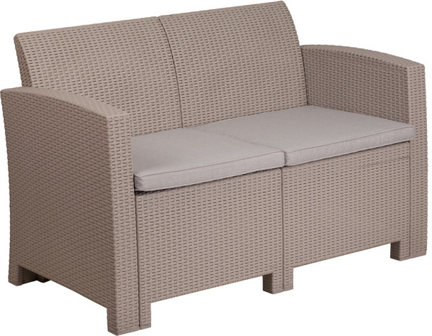 Flash Furniture Light Gray Rattan Loveseat, Model# DAD-SF2-2-GG