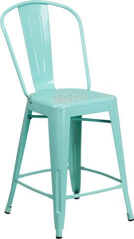 Flash Furniture 24" Mint Metal Outdoor Stool, Model# ET-3534-24-MINT-GG