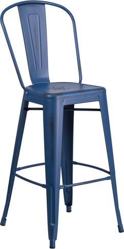 Flash Furniture Distressed Blue Metal Stool, Model# ET-3534-30-AB-GG