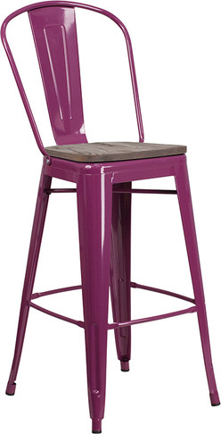 Flash Furniture 30" Purple Metal Bar Stool, Model# ET-3534-30-PUR-WD-GG