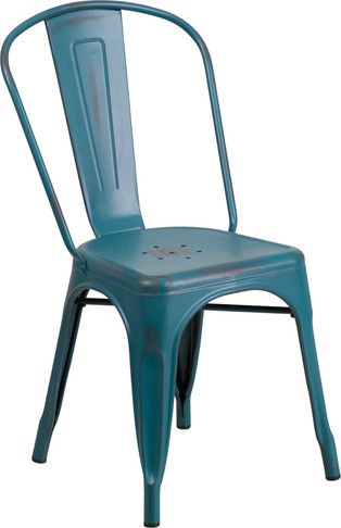 Flash Furniture Distressed Blue-TL Metal Chair, Model# ET-3534-KB-GG
