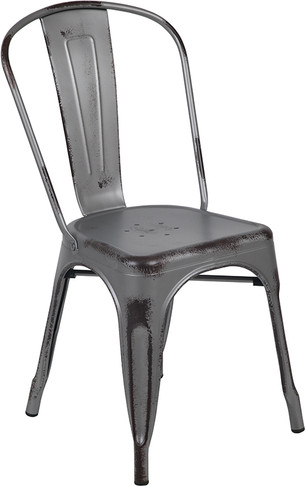 Flash Furniture Distressed Silver Metal Chair, Model# ET-3534-SIL-GG