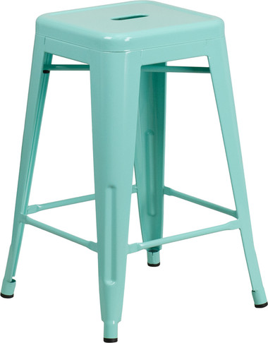 Flash Furniture 24" Mint No Back Metal Stool, Model# ET-BT3503-24-MINT-GG