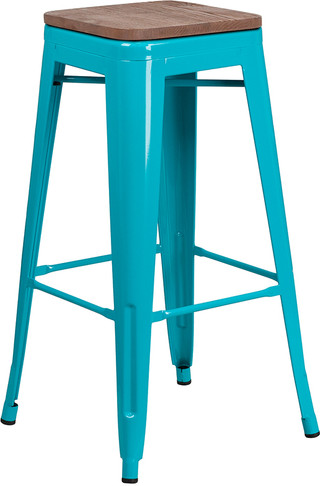 Flash Furniture 30" Teal No Back Metal Stool, Model# ET-BT3503-30-CB-WD-GG