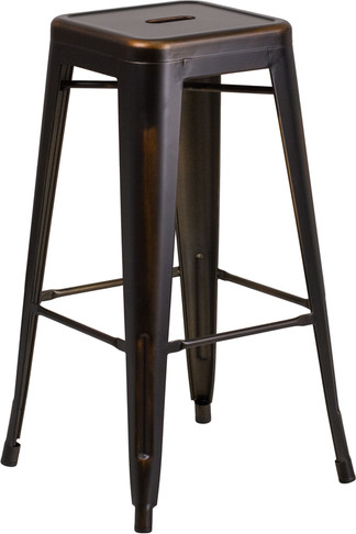 Flash Furniture Distressed Copper Metal Stool, Model# ET-BT3503-30-COP-GG