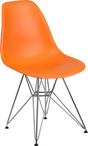 Flash Furniture Elon Series Orange Plastic/Chrome Chair, Model# FH-130-CPP1-OR-GG