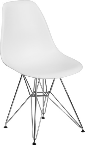 Flash Furniture Elon Series White Plastic/Chrome Chair, Model# FH-130-CPP1-WH-GG