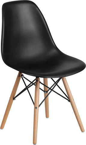 Flash Furniture Elon Series Black Plastic/Wood Chair, Model# FH-130-DPP-BK-GG