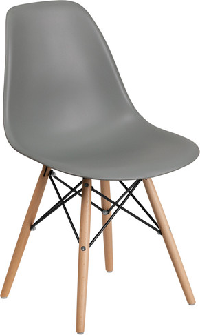Flash Furniture Elon Series Gray Plastic/Wood Chair, Model# FH-130-DPP-GY-GG