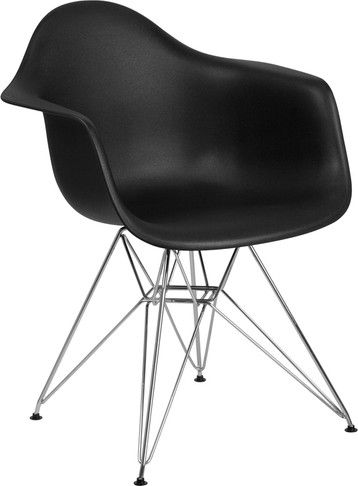 Flash Furniture Alonza Series Black Plastic/Chrome Chair, Model# FH-132-CPP1-BK-GG