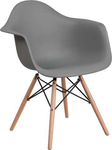 Flash Furniture Alonza Series Gray Plastic/Wood Chair, Model# FH-132-DPP-GY-GG