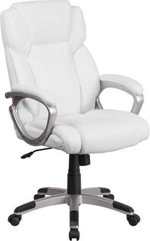Flash Furniture White Mid-Back Leather Chair, Model# GO-2236M-WH-GG