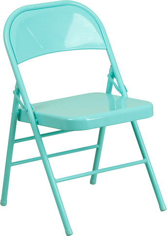 Flash Furniture HERCULES COLORBURST Series Tantalizing Teal Folding Chair, Model# HF3-TEAL-GG