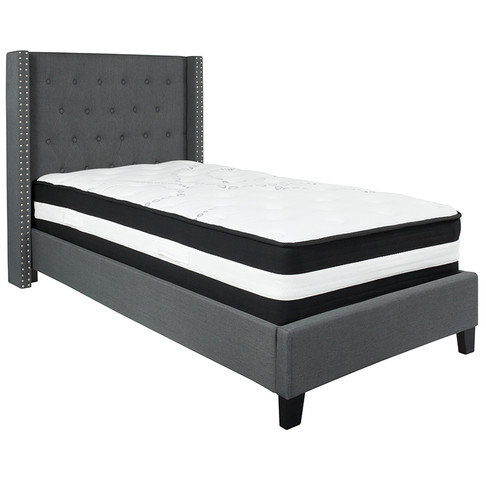 Flash Furniture Riverdale Twin Platform Bed Set-Gray, Model# HG-BM-45-GG
