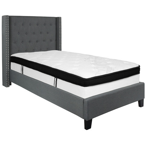 Flash Furniture Riverdale Twin Platform Bed Set-Gray, Model# HG-BMF-45-GG