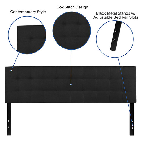 Flash Furniture Bedford King Headboard-Black Fabric, Model# HG-HB1704-K-BK-GG
