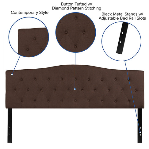 Flash Furniture Cambridge King Headboard-Brown Fabric, Model# HG-HB1708-K-DBR-GG