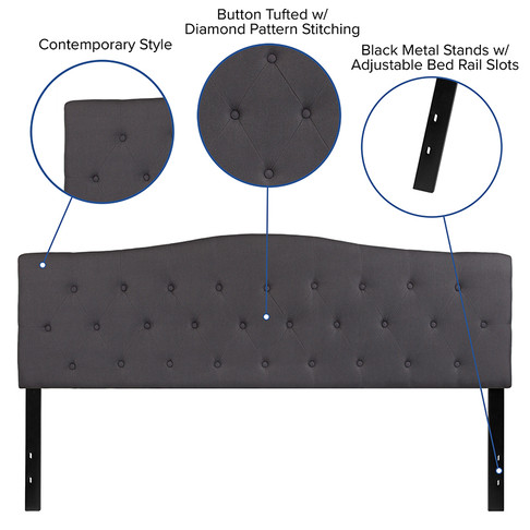 Flash Furniture Cambridge King Headboard-Gray Fabric, Model# HG-HB1708-K-DG-GG