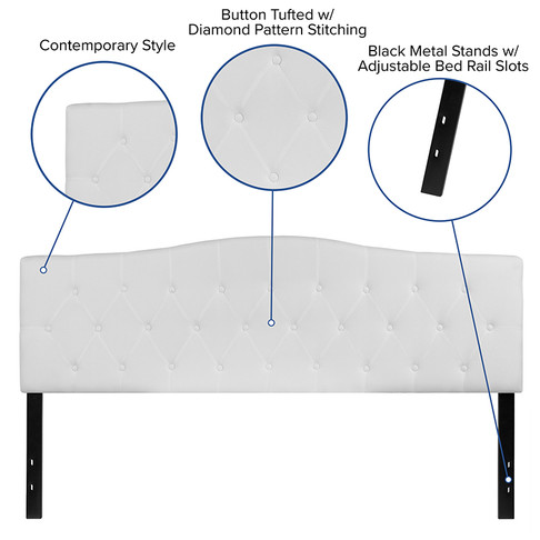 Flash Furniture Cambridge King Headboard-White Fabric, Model# HG-HB1708-K-W-GG