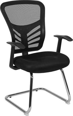 Flash Furniture Black Mesh Sled Side Chair, Model# HL-0001B-BK-GG