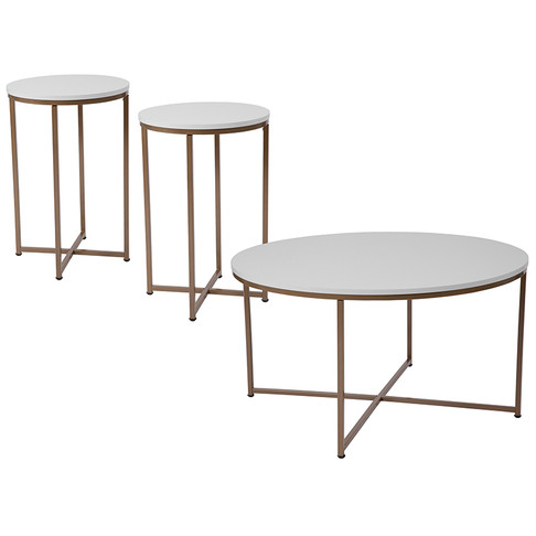 Flash Furniture Hampstead Collection 3 Piece White Coffee Table Set, Model# NAN-CEK-12-GG