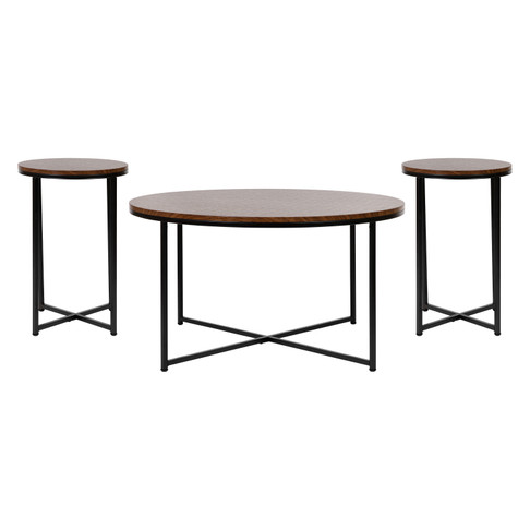 Flash Furniture Hampstead Collection 3PC Walnut Coffee Table Set, Model# NAN-CEK-1787-WAL-BK-GG