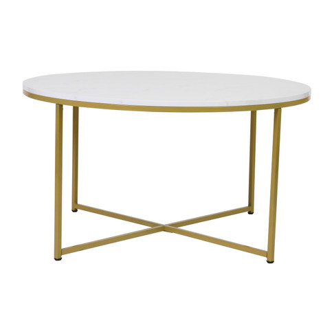 Flash Furniture Hampstead Collection Marble Coffee Table-Gold Frame, Model# NAN-JH-1787CT-MRBL-GG